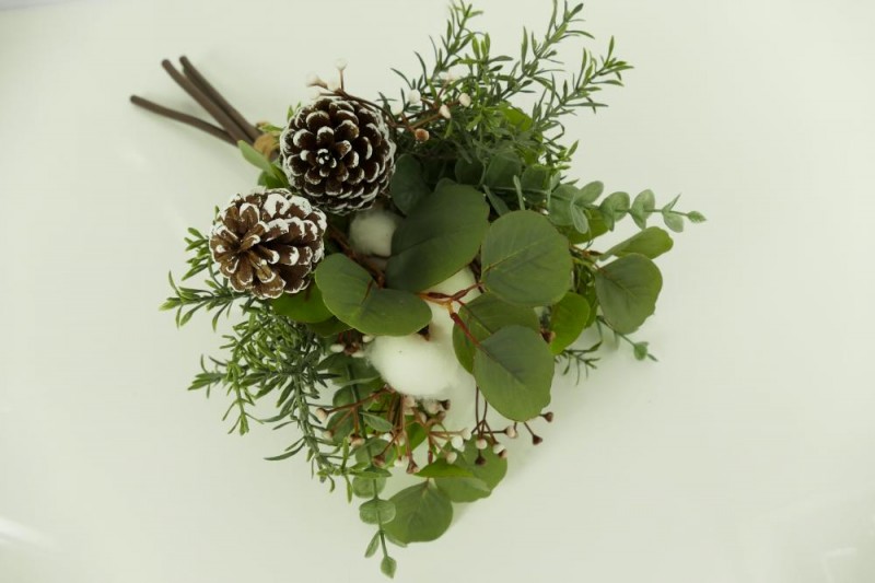 Vianoce / Kytice a stopkové kvety / Kytica s bavlnou